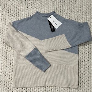 Colorblock Sweater in Blue and Cream